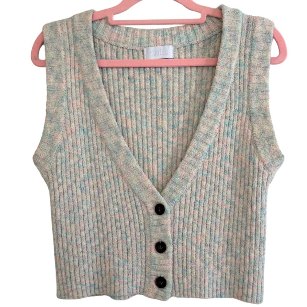 Isalis Pastel Rainbow Knit Button Up Tank